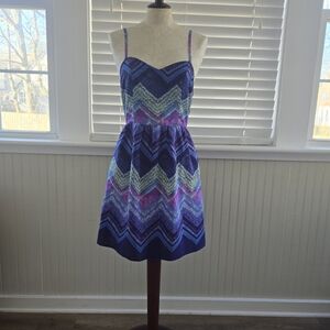 American Eagle Outfitters Zigzag Blue and Purple Mini Dress